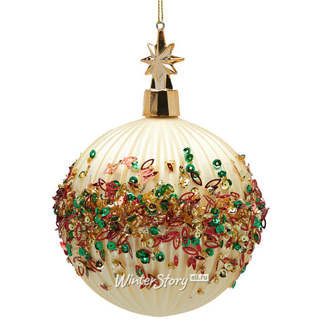 Стеклянный елочный шар Cielo Stellato 10 см золотой EDG