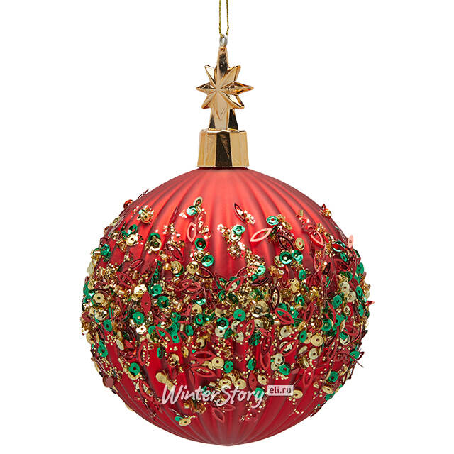 Стеклянный елочный шар Cielo Stellato 10 см красный EDG