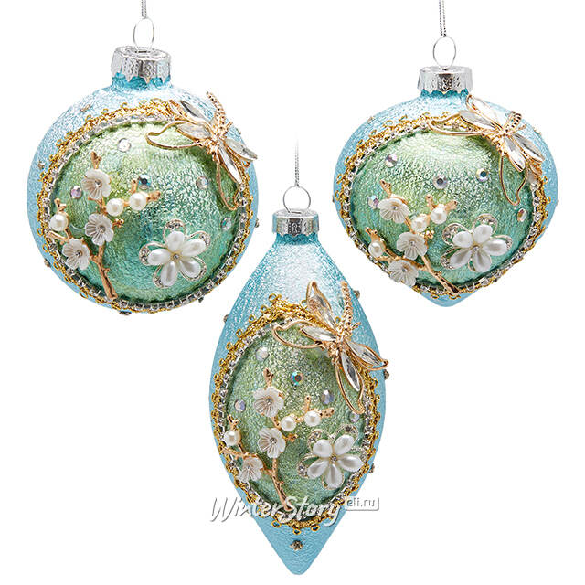 Елочные игрушки Sakura Miniature 8 см голубые, стекло, 6 шт EDG
