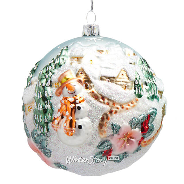 Стеклянный елочный шар Снеговичок Лэнни 11 см EDG