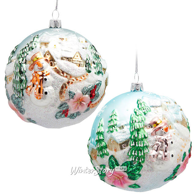 Стеклянный елочный шар Снеговичок Лэнни 11 см EDG