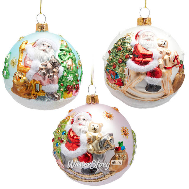 Елочные шары Babbo Natale 8 см, стекло, 6 шт EDG