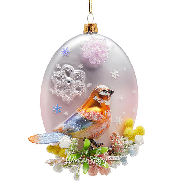 Елочная игрушка Silvya - Winter Bloom Serenade 13 см, стекло EDG