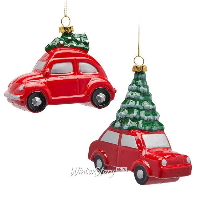 Елочная игрушка Машинка с елкой - Biggar 8 см EDG