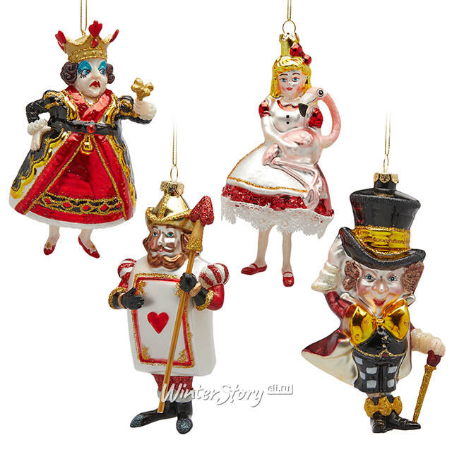 Елочные игрушки Алиса в Стране Чудес - Storia Magica 14 см, стекло, 4 шт EDG