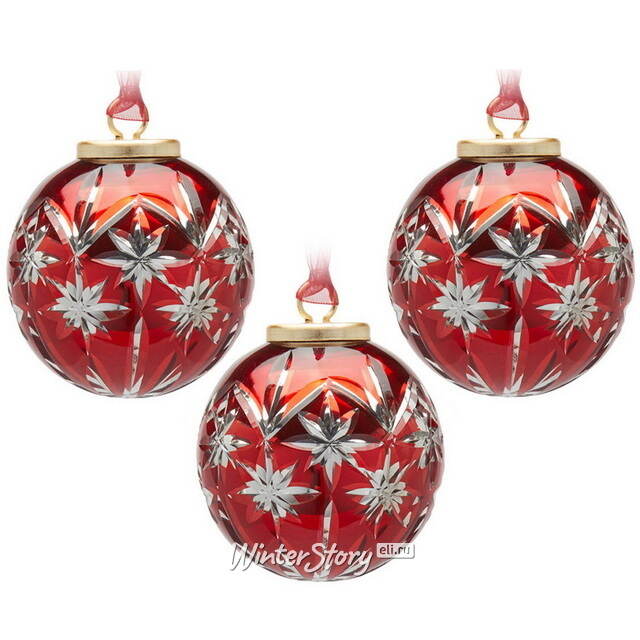 Елочные шары Christmas Chic 8 см, стекло, красные, 6 шт EDG