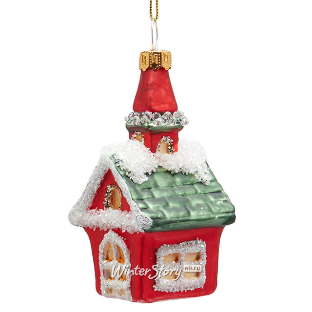 Стеклянная елочная игрушка Домик Chesterfield - London House 8 см EDG
