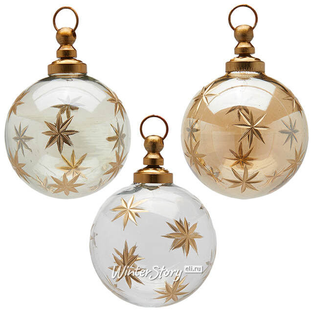 Елочные шары Cristallo Stellato - Splendore Dorato 8 см, стекло, 6 шт EDG