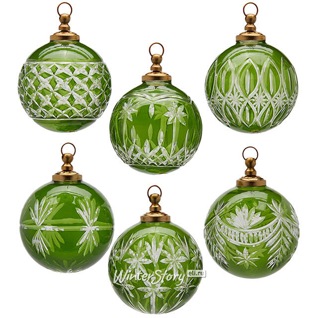 Елочные шары Noventa di Piave 10 см зеленые, стекло, 6 шт EDG