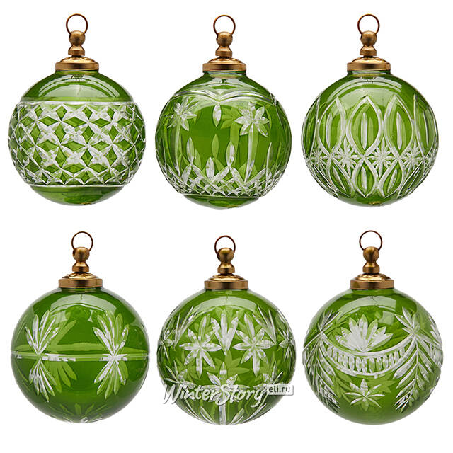 Елочные шары Noventa di Piave 10 см зеленые, стекло, 6 шт EDG