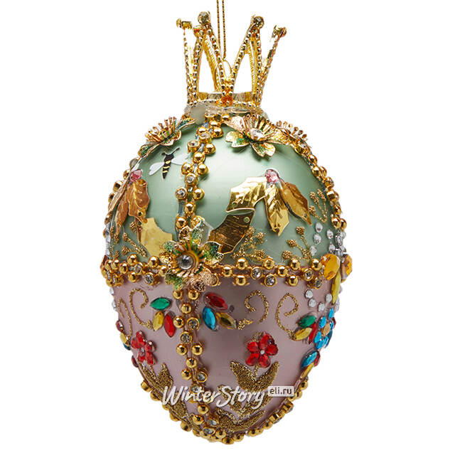 Елочная игрушка Яйцо Jeweled - Royal Bloom Collection 13 см, стекло EDG
