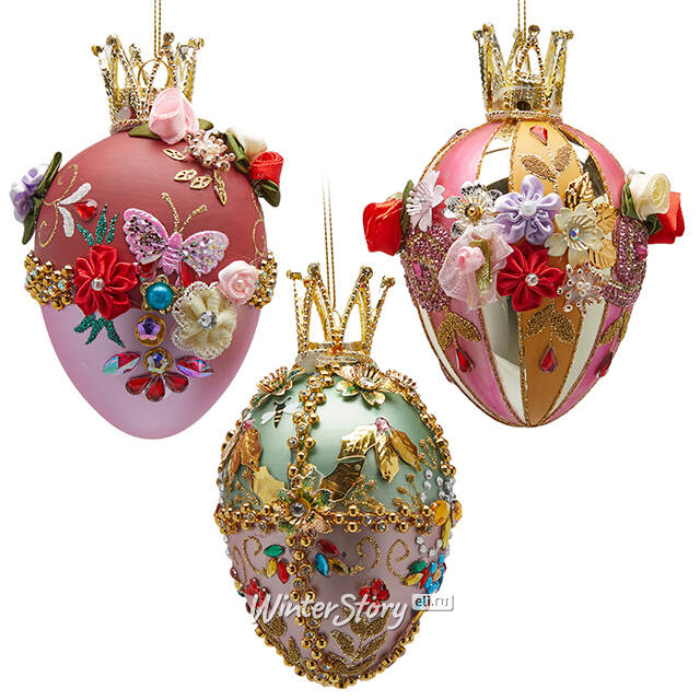 Елочная игрушка Яйцо Jeweled - Royal Bloom Collection 13 см, стекло EDG