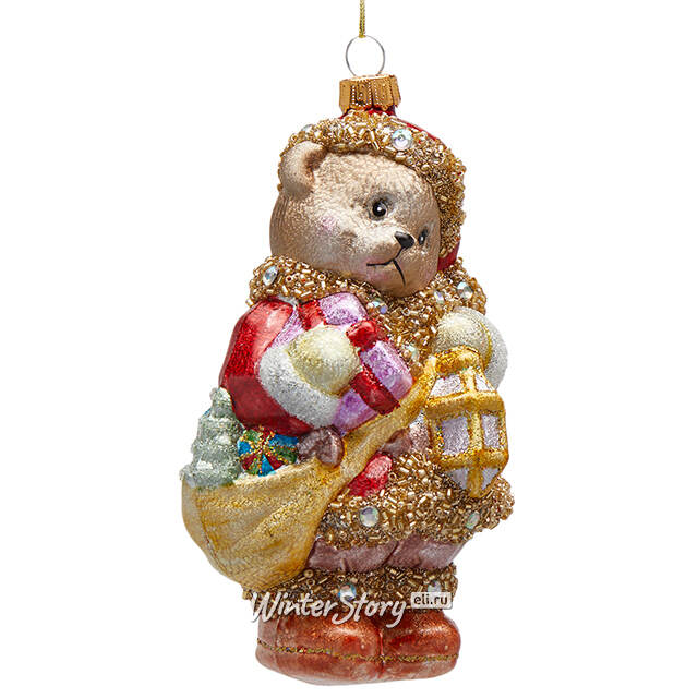Елочная игрушка Медведь Бенджамин - Novello 15 см, стекло EDG