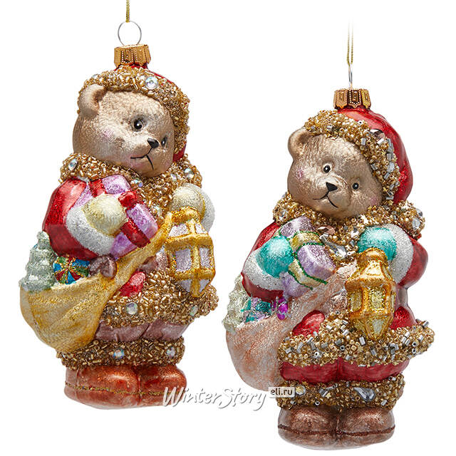 Елочная игрушка Медведь Энтони - Novello 15 см, стекло EDG