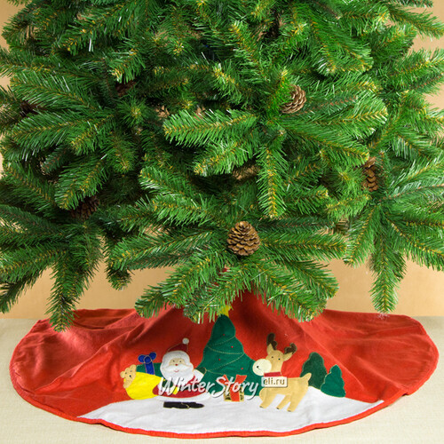 Юбка для елки Рождественские Мотивы - Санта и Олень 100 см Kaemingk