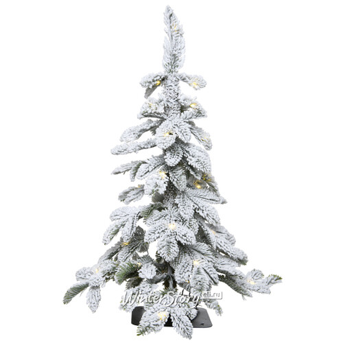 Настольная елка со светодиодами Альпийская заснеженная 60 см, 30 теплых белых микро LED ламп на батарейках, ЛИТАЯ 100% Kaemingk