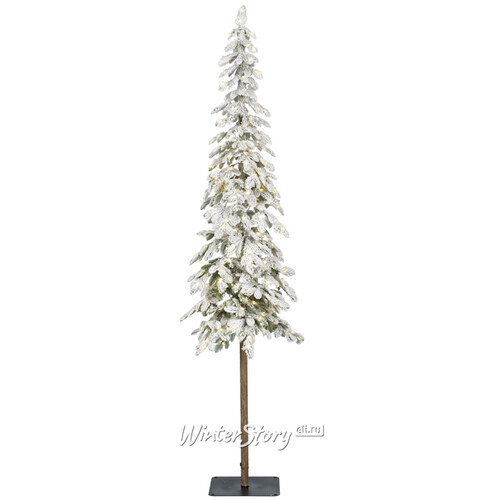 Искусственная елка на ножке с гирляндой Альпийская заснеженная 210 см, 200 теплых белых LED ламп, ЛИТАЯ 100% Kaemingk