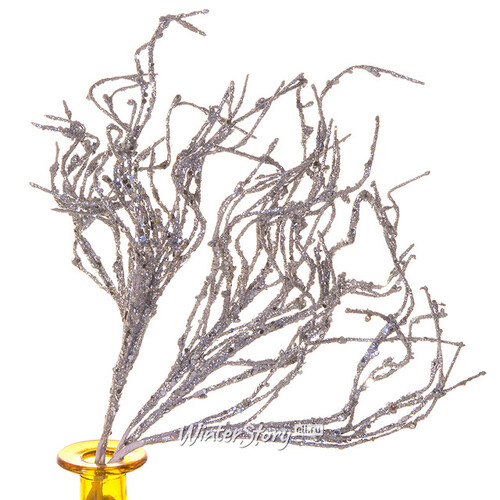 Декоративная веточка Зимний Куст серебряная 45 см, 5 шт Hogewoning