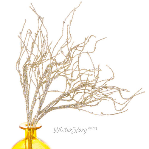 Декоративная веточка Зимний Куст светло-золотистая 45 см, 5 шт Hogewoning