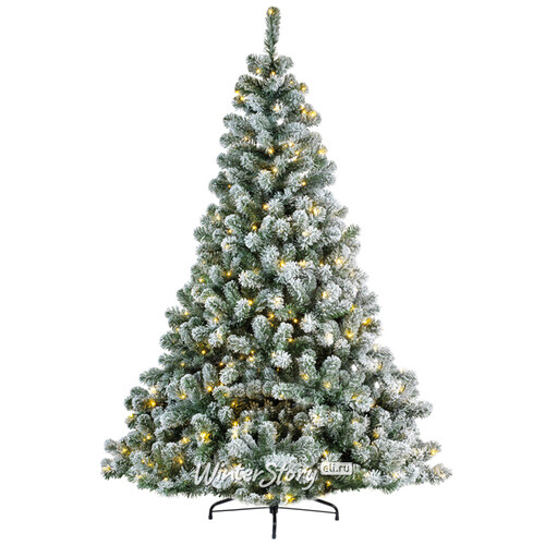 Искусственная елка с гирляндой Империал заснеженная 210 см, 380 теплых белых LED ламп, ПВХ Kaemingk