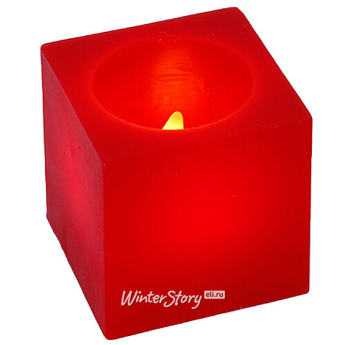 Набор светильников свечей свечей Куб, 3 шт, 5*5 см, красный воск, батарейка Star Trading