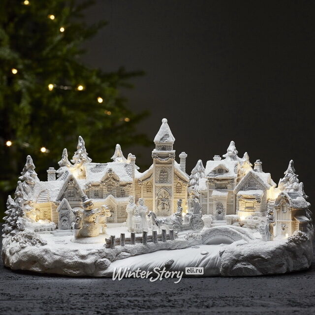 Светящаяся новогодняя композиция с движением Сноутаун - Деревушка Ладжвиль 45*21 см Star Trading
