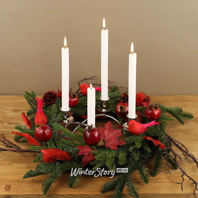 Свеча столовая Металлик 25*2.2 см белая, 4 шт Kaemingk