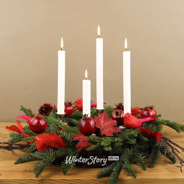 Свеча столовая Металлик 25*2.2 см белая, 4 шт Kaemingk