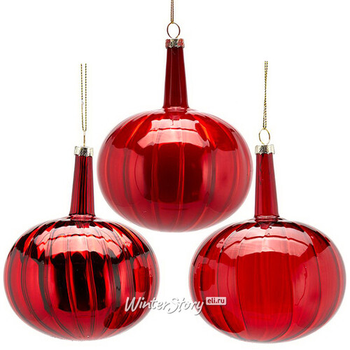 Набор стеклянных шаров Элун-Адоре 10 см, 6 шт, красный EDG