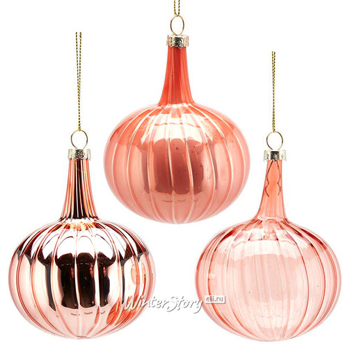 Набор стеклянных шаров Элун-Адоре 8 см розовый, 12 шт EDG