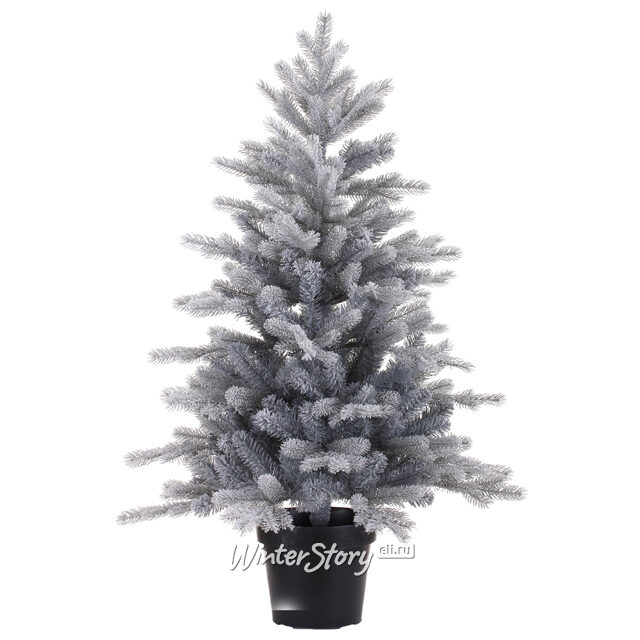 Настольная елка Грандис заиндевелая 90 см в горшочке, ЛИТАЯ + ПВХ Kaemingk