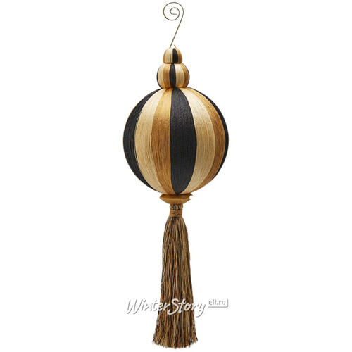 Елочный шар с кисточкой Палаццо Реале 31 см черно-золотой EDG
