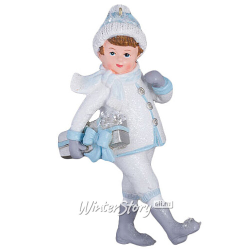 Елочная игрушка Мальчик с Подарком из Ледяной Сказки 12 см, подвеска Holiday Classics