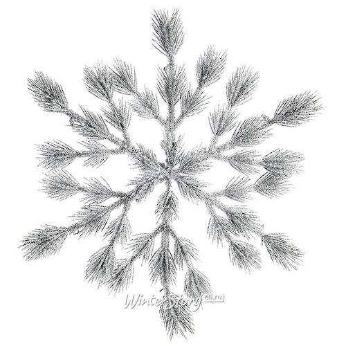Хвойная Снежинка Аврора 50 см заснеженная с блестками, ЛИТАЯ 100% Kaemingk