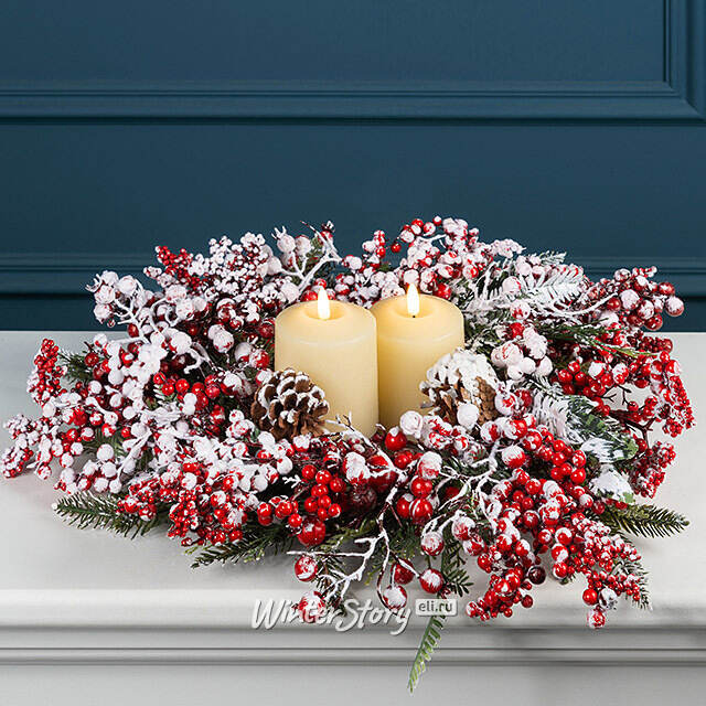 Венок-подсвечник Moscarola заснеженный 40 см Kaemingk