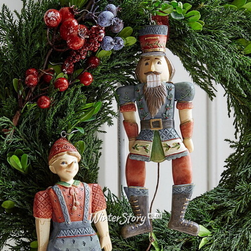 Елочная игрушка-марионетка Щелкунчик - Folk Art Collection 19 см, подвеска EDG
