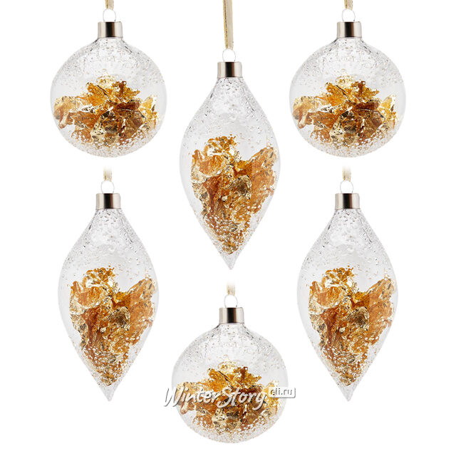 Набор стеклянных елочных игрушек Gota de Lluvia 8 см, 12 шт EDG
