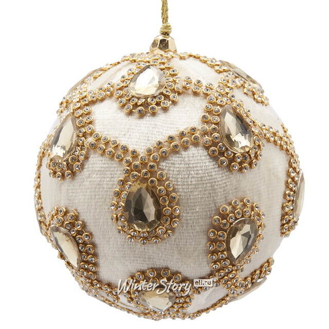 Винтажный елочный шар Regio Pana 10 см бежевый EDG