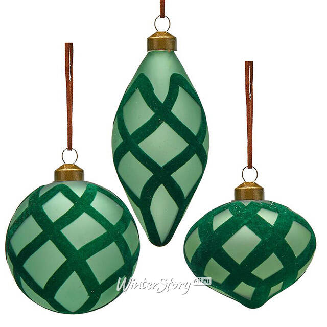 Набор стеклянных елочных игрушек Ellice Vega 8 см, 12 шт EDG