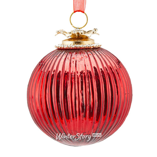 Стеклянный елочный шар Ковент-Гарден 10 см красный EDG