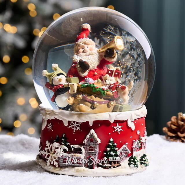 Снежный шар Дед Мороз с Пингвином - Aramengo 20 см EDG