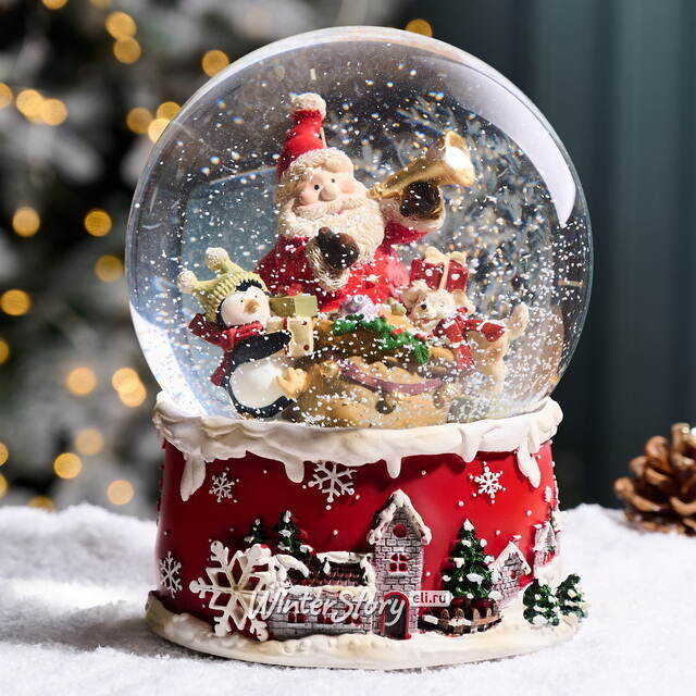 Снежный шар Дед Мороз с Пингвином - Aramengo 20 см EDG