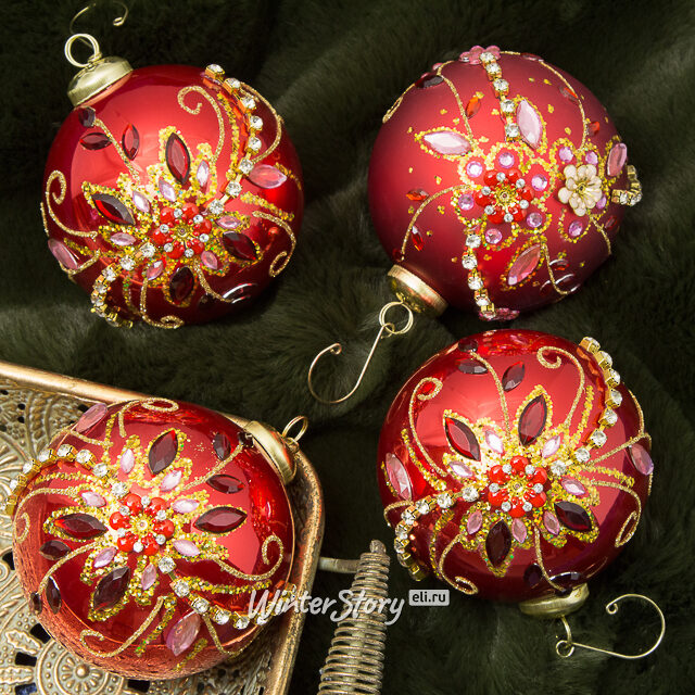 Набор стеклянных шаров Ruby Felicita 10 см, 12 шт EDG