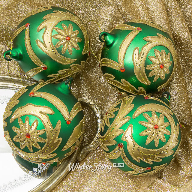 Набор стеклянных шаров Delice Demeraude 10 см, 6 шт EDG