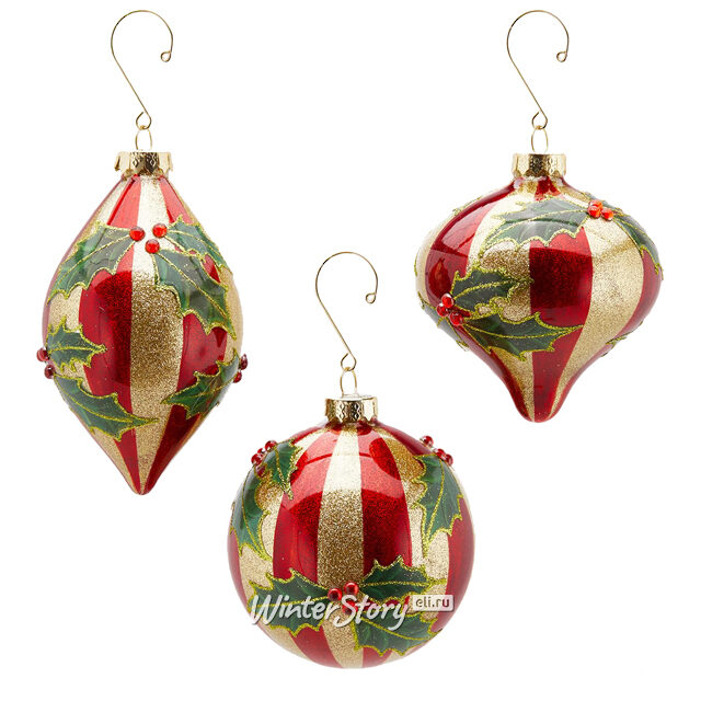 Набор стеклянных елочных игрушек Buramally 10 см, 6 шт EDG