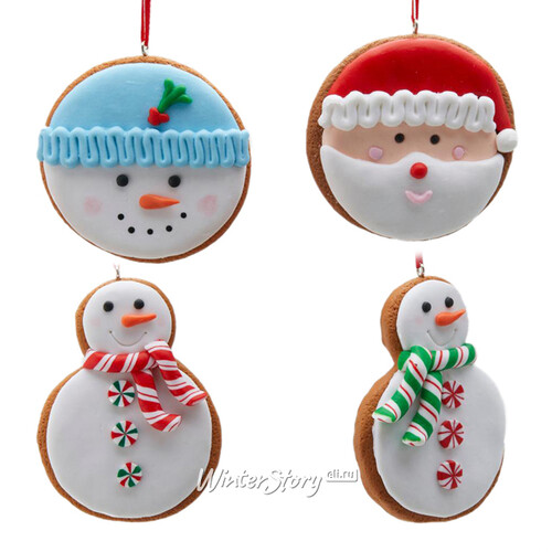 Набор елочных игрушек Праздничное печенье - Christmas Biscotti 8 см, 4 шт, подвеска EDG