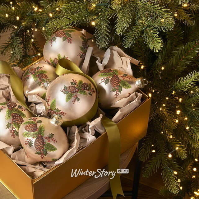 Набор стеклянных елочных игрушек Lianna Pesko 10 см, 6 шт EDG