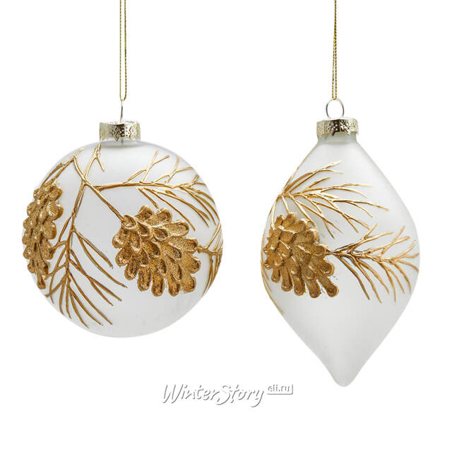 Набор стеклянных елочных игрушек Pino Dorato 10 см, 6 шт EDG