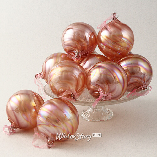 Набор стеклянных шаров Borsellino 9 см розовый, 12 шт EDG