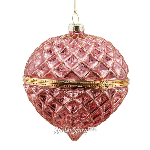 Набор стеклянных шаров Шкатулка Гранде Мириама 10 см, 6 шт, розовый EDG